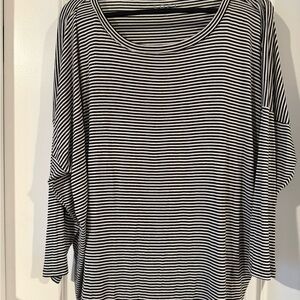 LOFT Black & White Striped Long Sleeve Tee